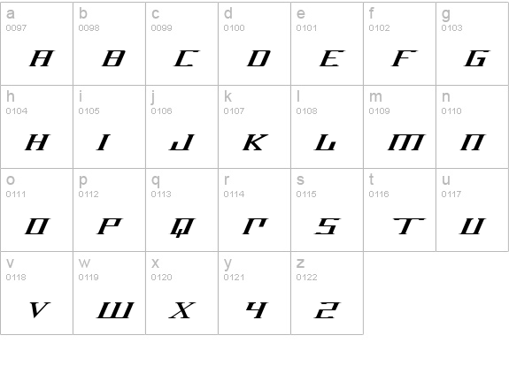 DarkWind Italic lowercase a-z preview