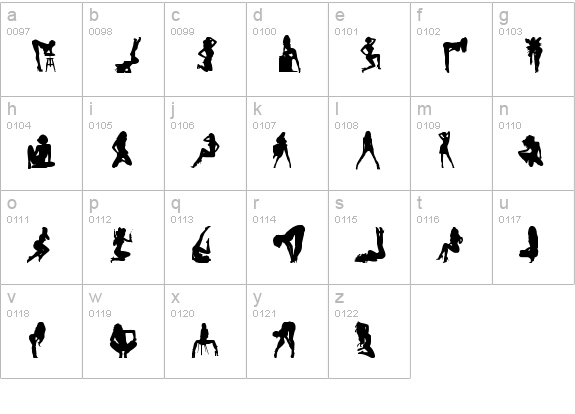 Darrians Sexy Silhouettes 4 lowercase a-z preview