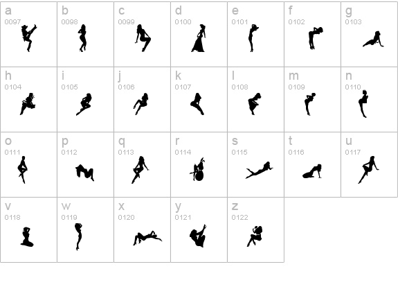Darrians Sexy Silouettes lowercase a-z preview
