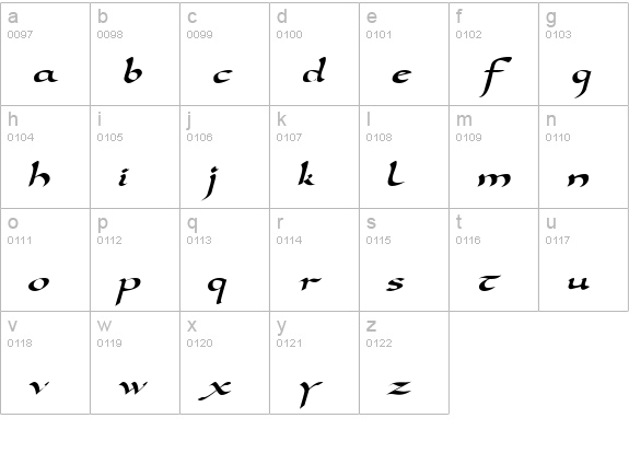 Darwycke Regular lowercase a-z preview