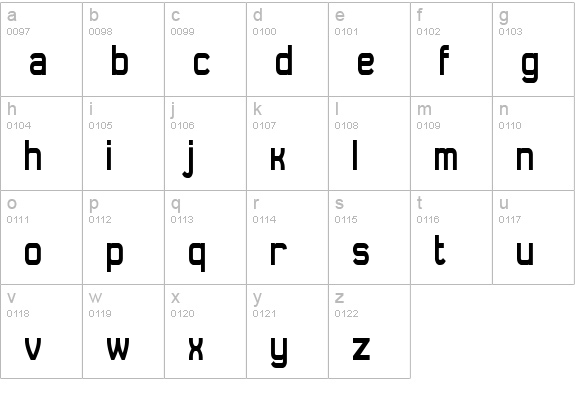 Daville Condensed lowercase a-z preview