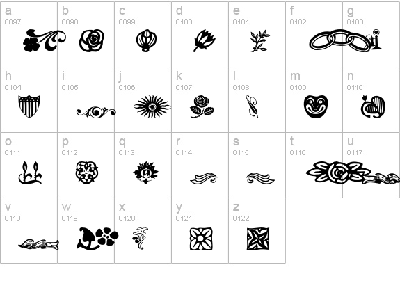 DavysDingbats lowercase a-z preview