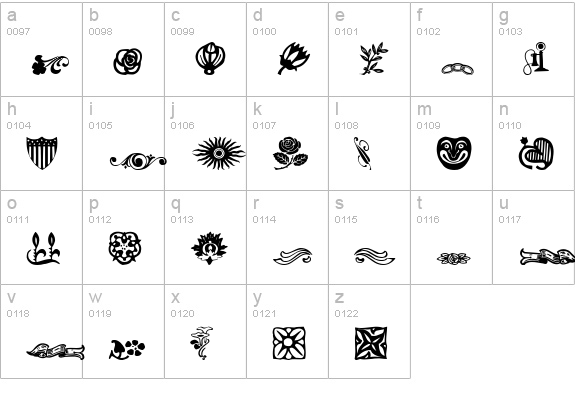 DavysDingbats1 lowercase a-z preview