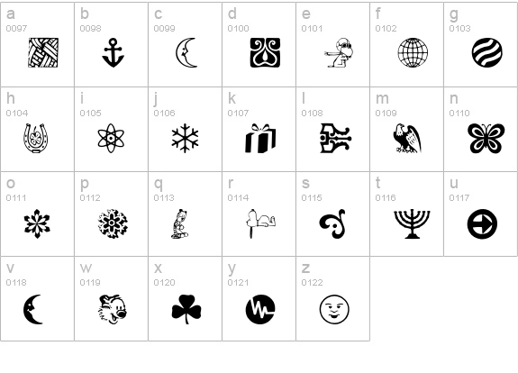 DavysOtherDingbats lowercase a-z preview