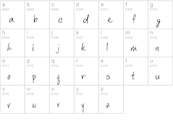 DCWri Regular lowercase a-z preview