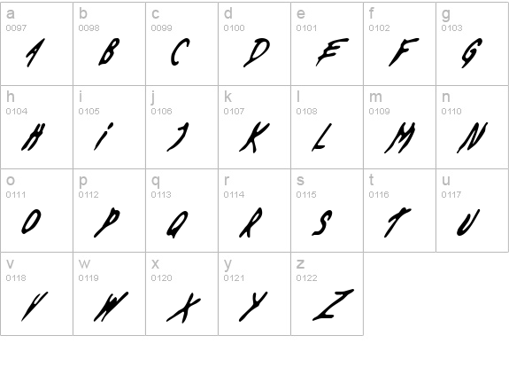 Dead By Dawn US lowercase a-z preview