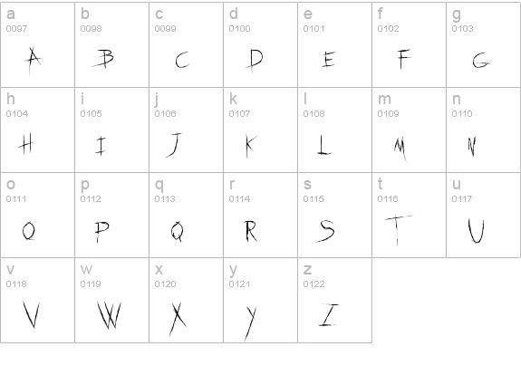dead feather lowercase a-z preview