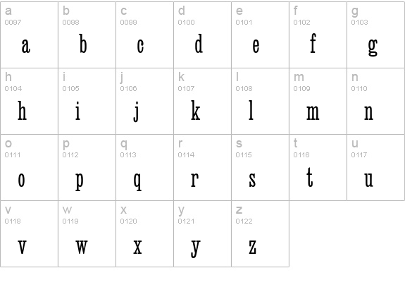 Deadwood Halfwide Light lowercase a-z preview