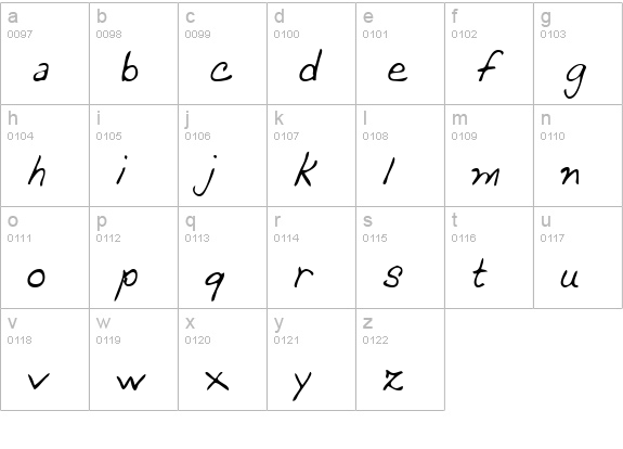 DeannasHand Regular lowercase a-z preview