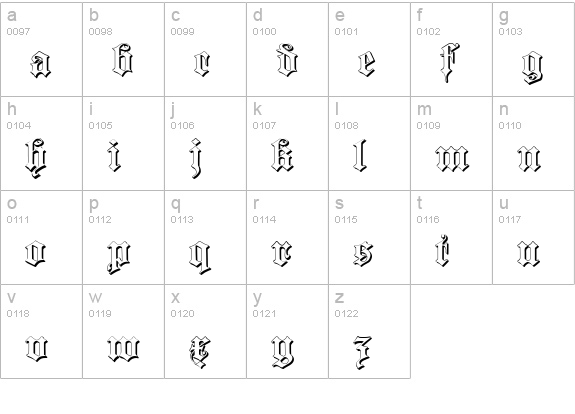 Dearest Outline lowercase a-z preview