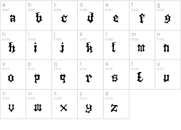 Death Metal lowercase a-z preview