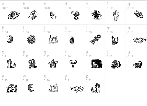 Death Valley Dingbats lowercase a-z preview