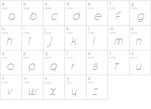 DebevicCircular Italic lowercase a-z preview