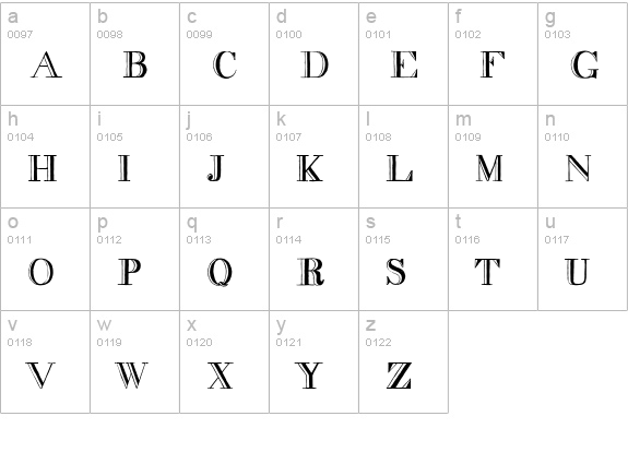 decadence condensed lowercase a-z preview