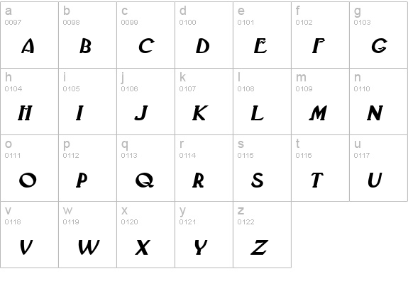 Deco-Extended Bold Italic lowercase a-z preview