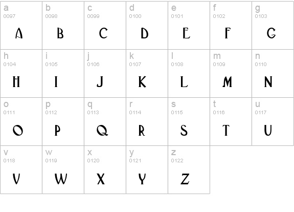 Deco Normal lowercase a-z preview