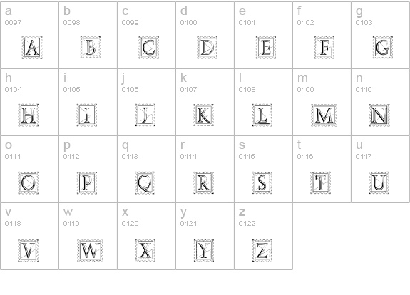 Deco Stamp lowercase a-z preview