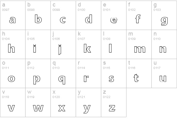 Delta Jaeger (R) Outline lowercase a-z preview