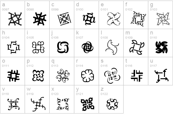 DementiaA Regular lowercase a-z preview