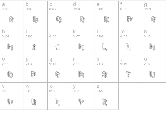 DemonCubicBlockFont lowercase a-z preview