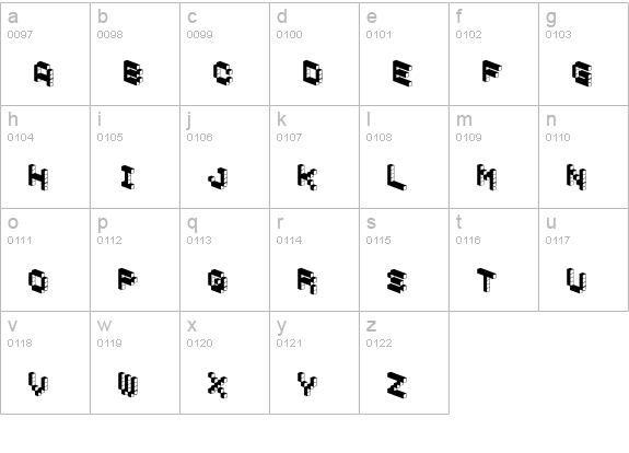 DemonCubicBlockFont Dark lowercase a-z preview