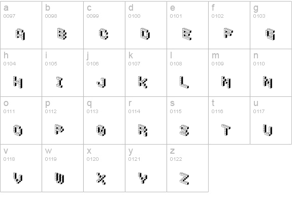 DemonCubicBlockFont Shade lowercase a-z preview