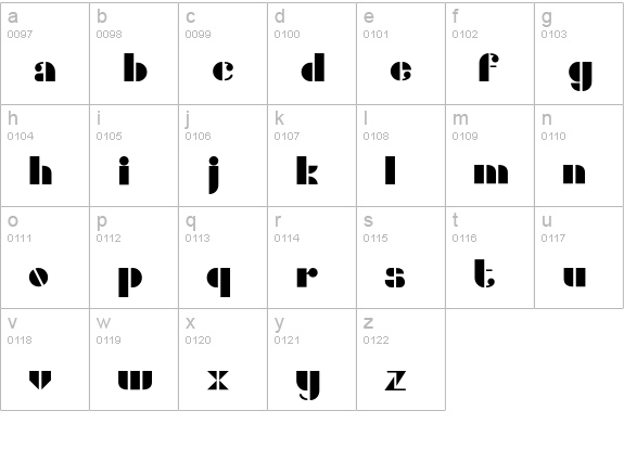 Densmore lowercase a-z preview