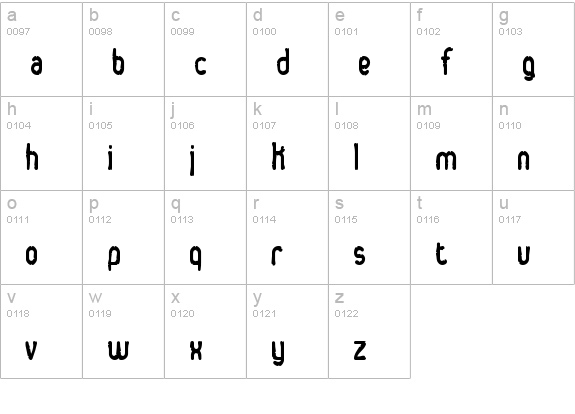Dented BRK lowercase a-z preview