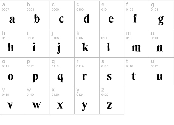 DenverAntique-Xbold-Regular lowercase a-z preview