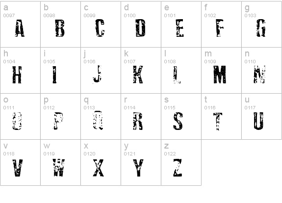 Depressionist Three lowercase a-z preview