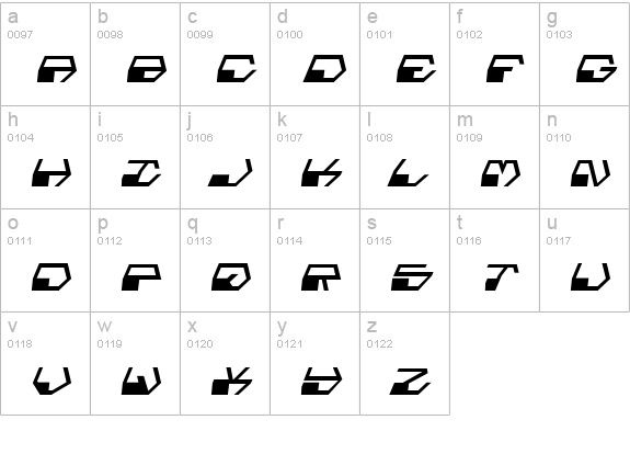 Deranian Italic lowercase a-z preview