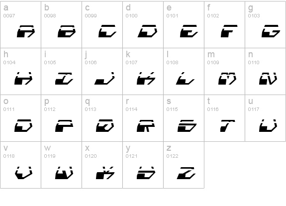 Deranian Laser Italic lowercase a-z preview