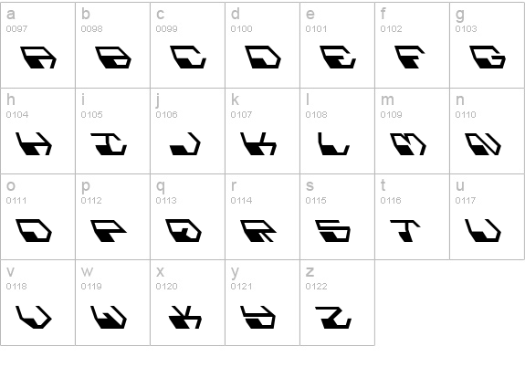 Deranian Leftalic lowercase a-z preview