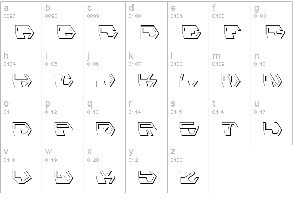 Deranian Shadow lowercase a-z preview