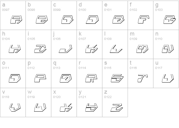 Deranian Shadow Italic lowercase a-z preview