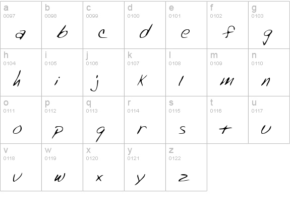 DereksHand Regular lowercase a-z preview