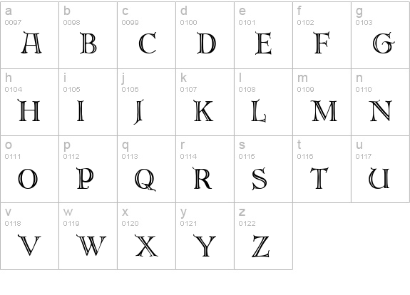 DeRoosCaps lowercase a-z preview