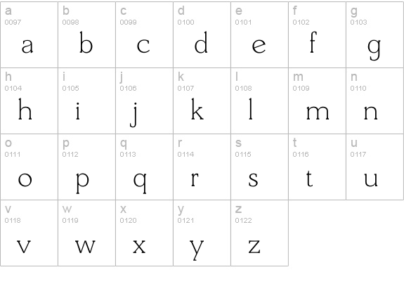 Derrin Xlight lowercase a-z preview