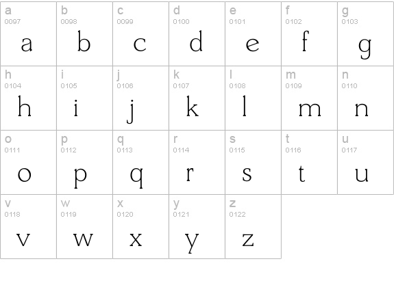 Derringer-Xlight lowercase a-z preview