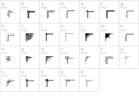 Designer Corners lowercase a-z preview