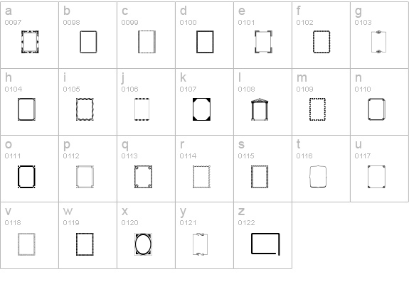 DesignerFrames lowercase a-z preview