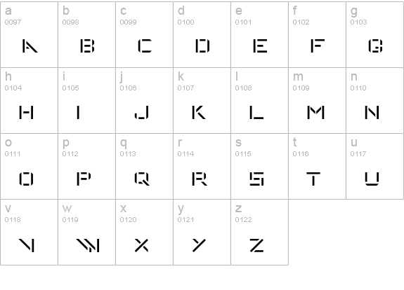 DeStijl Stencil lowercase a-z preview
