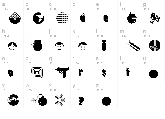 DestroyDingbats lowercase a-z preview