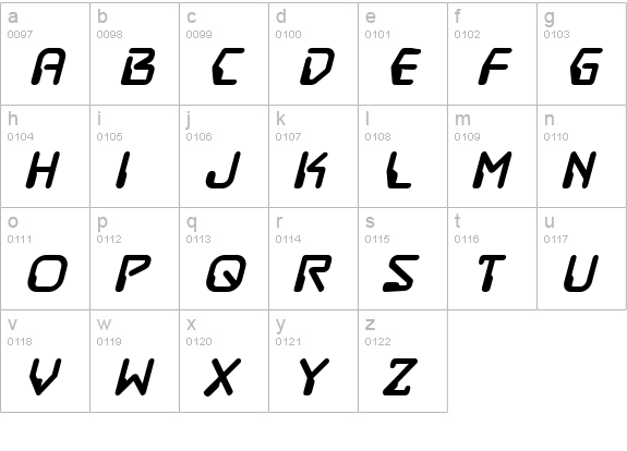 DestructoBeam BB Bold lowercase a-z preview