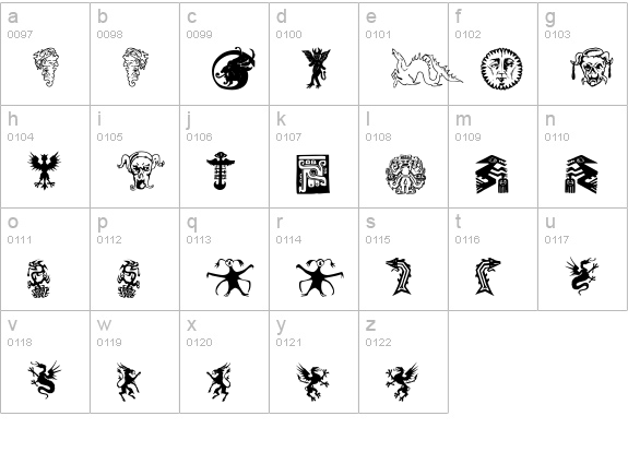 Devils and Dragons lowercase a-z preview