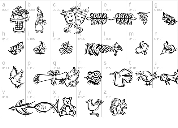 DF Calligraphic Ornaments Calligraphic Ornaments Plain lowercase a-z preview