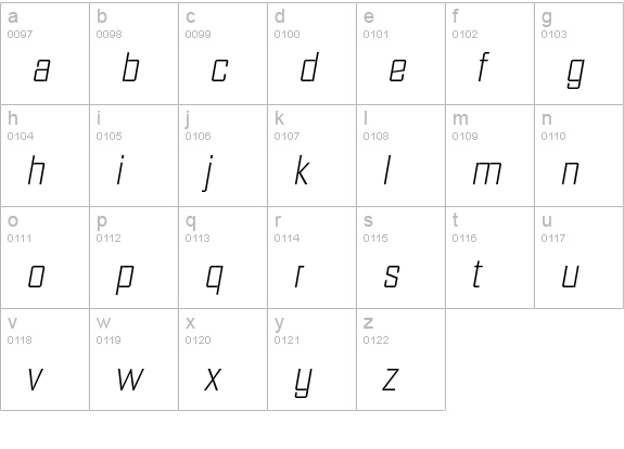 DiamanteEF-ExtraLightItalic lowercase a-z preview