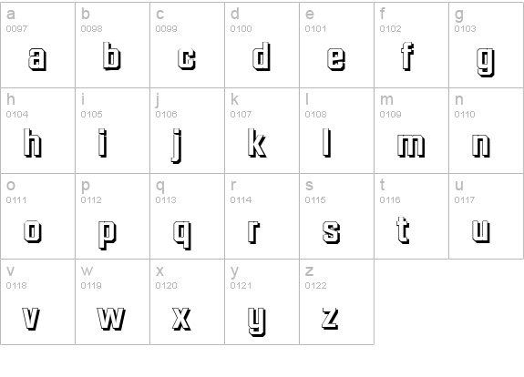 DiamanteShadow-Bold lowercase a-z preview