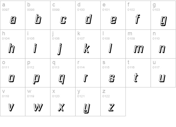 DiamanteShadow-Italic lowercase a-z preview