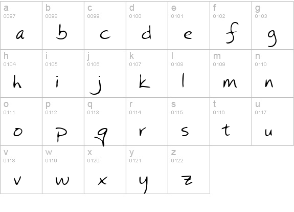 DianasHand Regular lowercase a-z preview